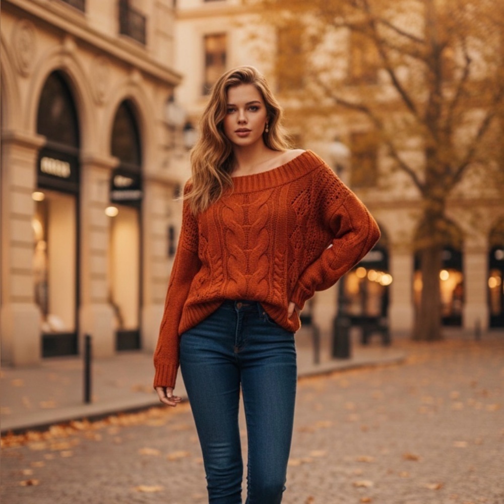 Ebby Andi Women’s Sweater Crop Top Orange Size M Used